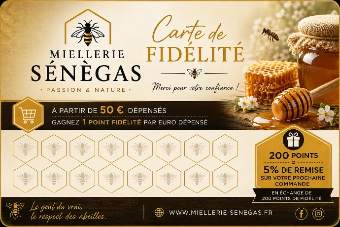 Carte fidélité miellerie sénègas